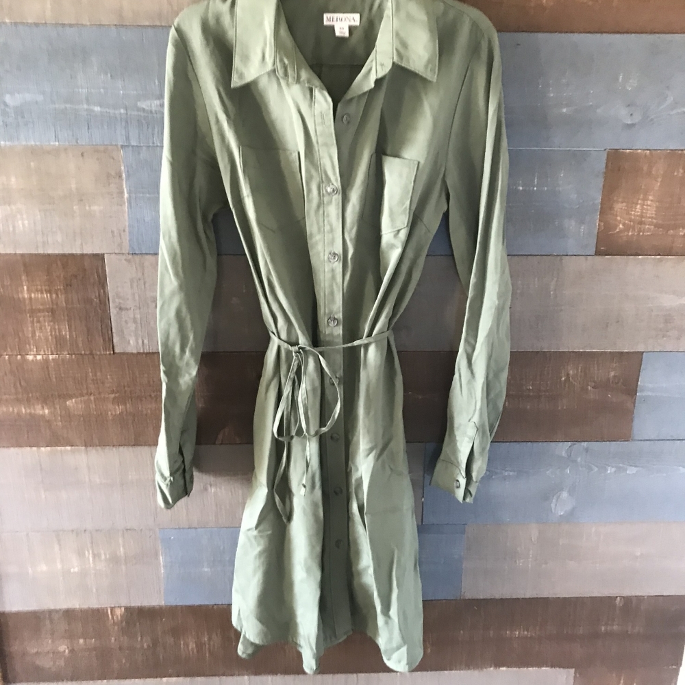 Merona green Button Up Dress